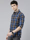 Navy Blue Checks Full Sleeves Shirt